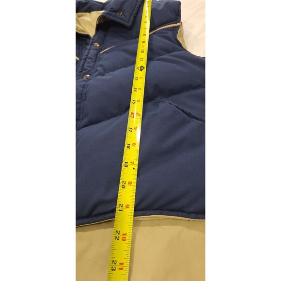 Vintage Blue Down Puffer Vest Multi Gear Silton Reversible Cream 70s Retro Sz M - Picture 5 of 15